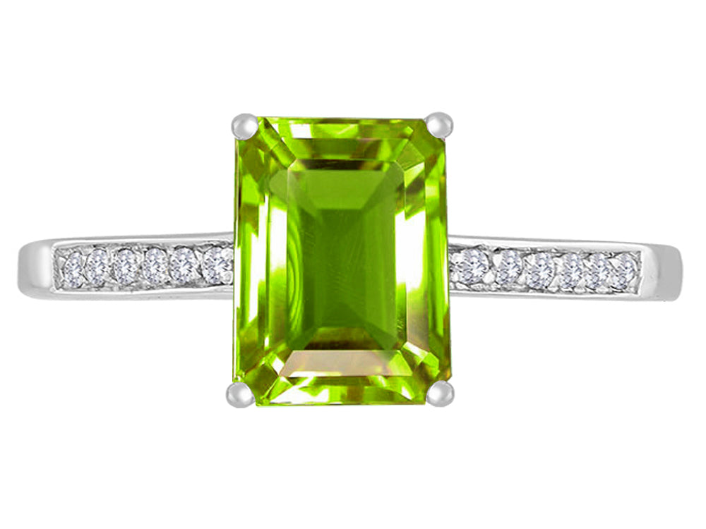 Original Star K Genuine 8x6mm Peridot Solitaire Engagement Ring