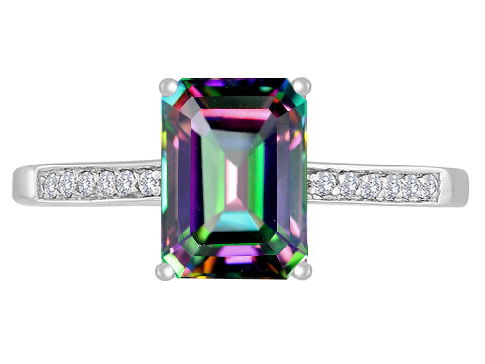 Original Star K 8x6mm Rainbow Mystic Topaz Solitaire Engagement Ring