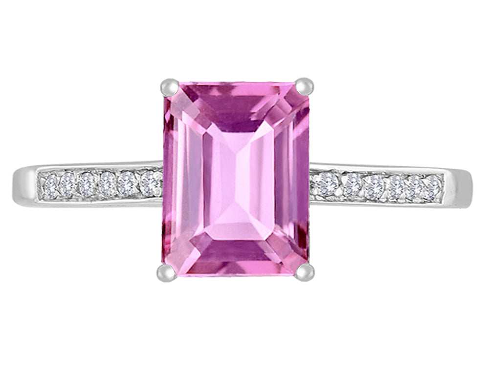 Original Star K 8x6mm Created Pink Sapphire Solitaire Engagement Ring