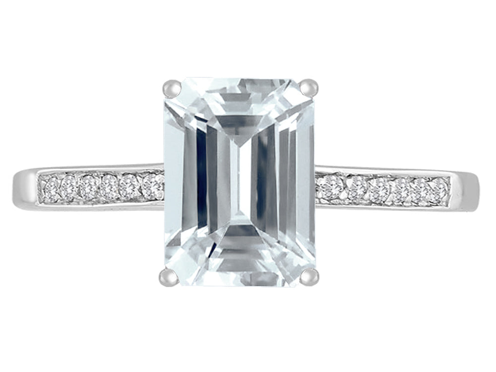 Original Star K Genuine Aquamarine Solitaire Engagement Ring