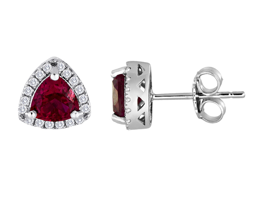 Star K Trillian Created Ruby Halo Earring Studs