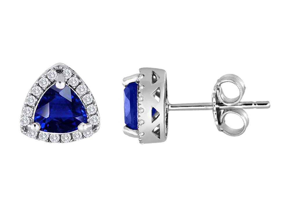 Star K Trillian Created Sapphire Halo Earring Studs