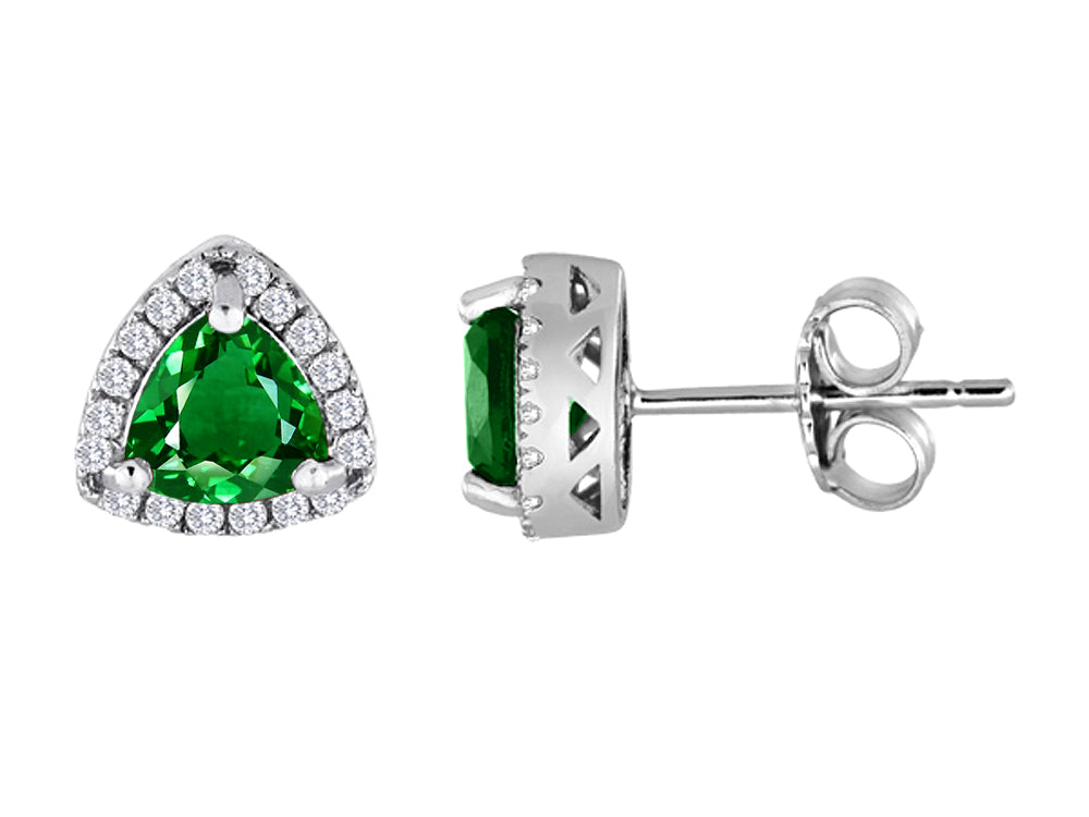 Star K Trillian Simulated Emerald Halo Earring Studs