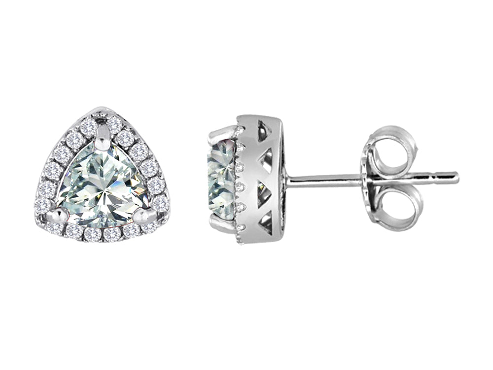 Star K Trillian Genuine White Topaz Halo Earring Studs