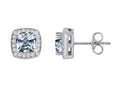 Star K Cushion-Cut Genuine White Topaz Halo Earring Studs