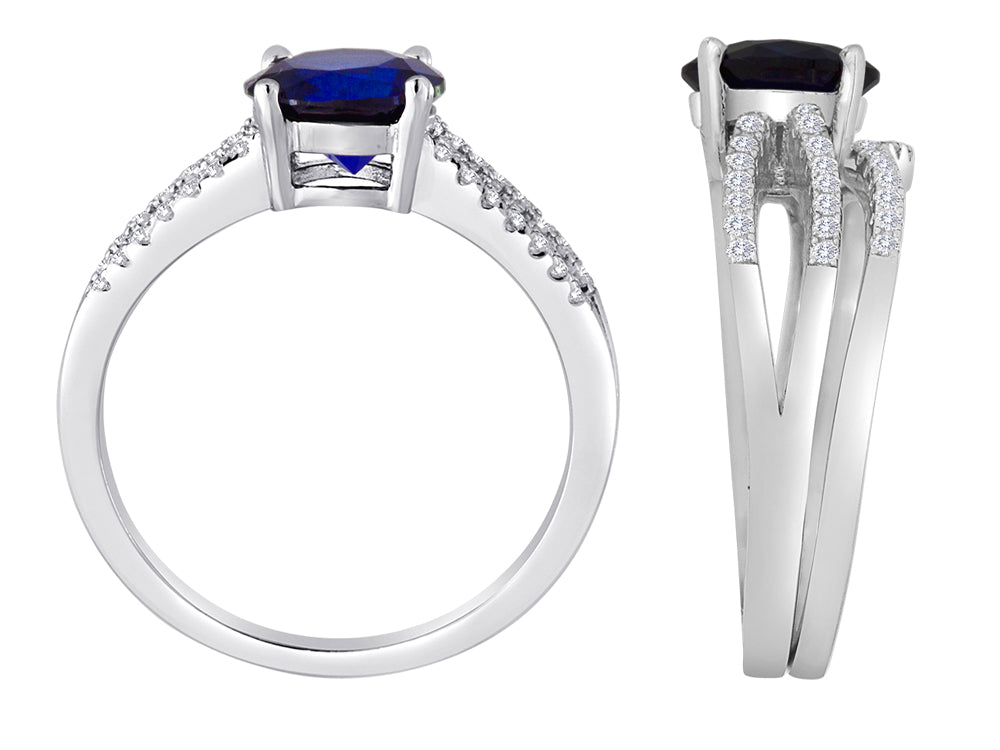 Star K Round 7mm Created Sapphire Wedding Set