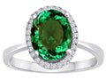Star K Oval Simulated Emerald Halo Ring