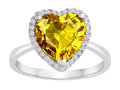 Star K Heart Shape Simulated Citrine Halo Ring