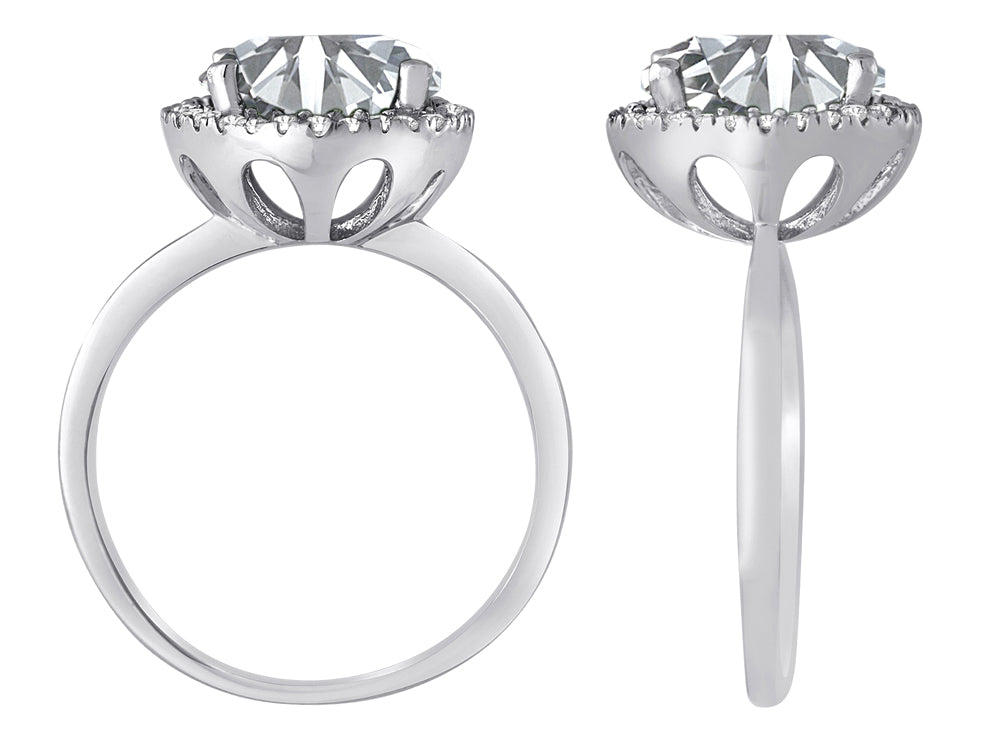 Star K Round White Topaz Halo Ring