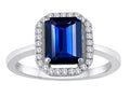 Star K Emerald Cut Created Sapphire Halo Ring