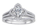 Star K Round White Topaz Halo Wedding Set