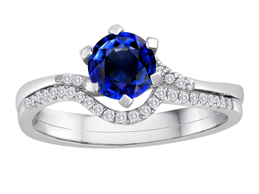 Star K Round Created Sapphire Wedding Set