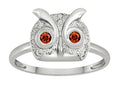 Star K Round Simulated Garnet Good Luck Owl Ring