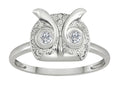 Star K Round White Topaz Good Luck Owl Ring