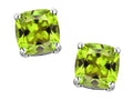 Original Star K 7mm Cushion-Cut Genuine Peridot Earrings Studs