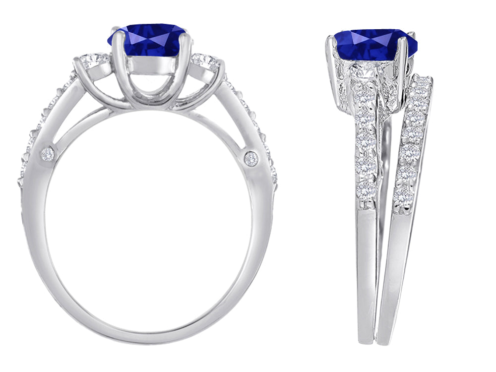 Star K Round Created Sapphire Wedding Set