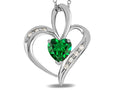 Star K Heart Shape 6mm Simulated Emerald Pendant Necklace