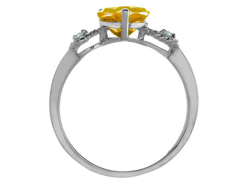 Tommaso Design Genuine Citrine Heart Shape Engagement Promise Ring