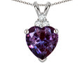 Tommaso Design Heart Shape 8mm Simulated Alexandrite Pendant Necklace