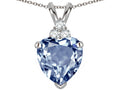 Tommaso Design Heart Shape 8mm Simulated Aquamarine Pendant Necklace
