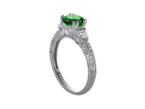 Star K 7mm Round Simulated Emerald Ring