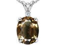 Tommaso Design Oval 12x10mm Genuine Smoky Quartz Pendant Necklace
