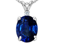 Tommaso Design Oval 12x10mm Created Blue Sapphire Pendant Necklace