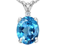 Tommaso Design Oval 12x10mm Genuine Blue Topaz Pendant Necklace