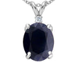 Tommaso Design Oval 12x10mm Genuine Black Sapphire Pendant Necklace