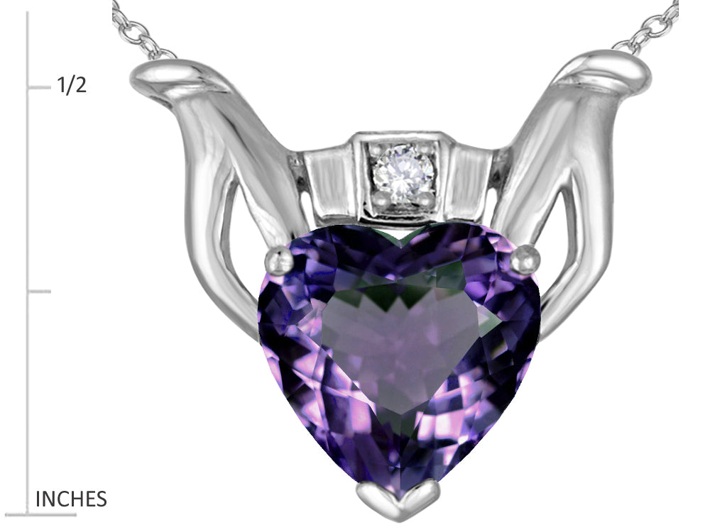 Star K Claddagh Love Pendant Necklace With 8mm Heart Simulated Alexandrite