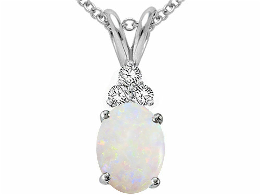 Tommaso Design Genuine Opal Oval 7x5mm Pendant Necklace