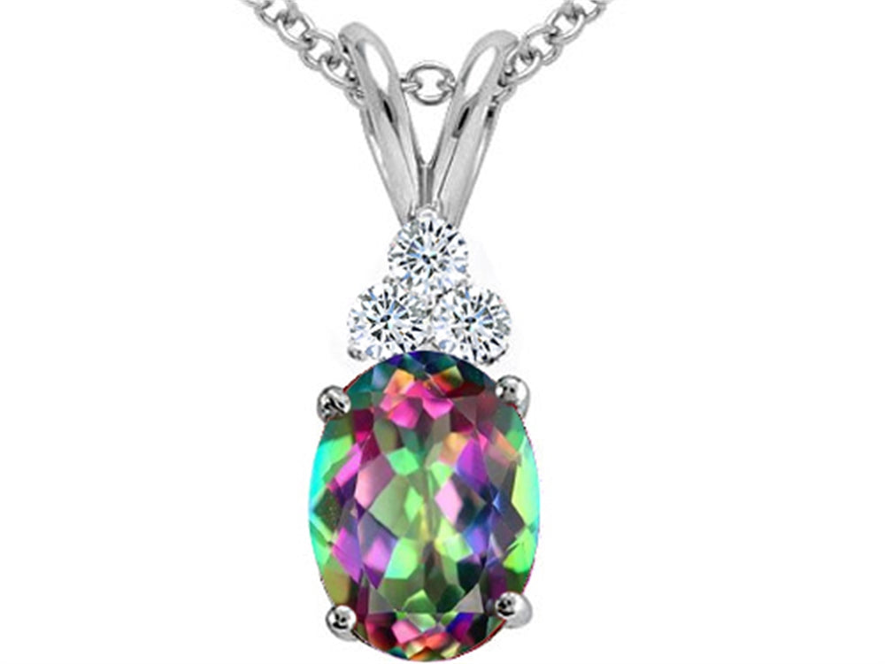 Tommaso Design Oval Mystic Topaz Pendant Necklace