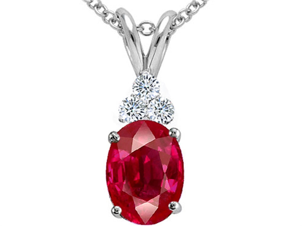 Tommaso Design Oval Created Ruby Pendant Necklace