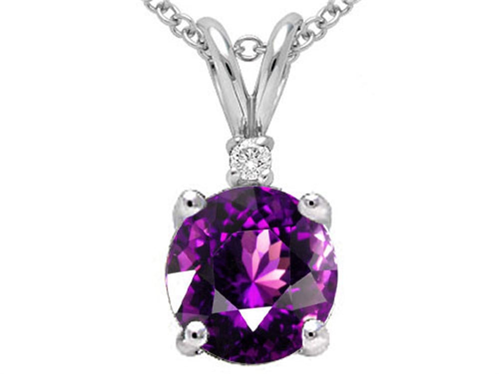 Tommaso Design Round Genuine Amethyst Pendant Necklace