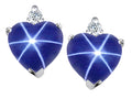 Tommaso Design Heart Shape Created Star Sapphire and Diamonds Earrings Studs