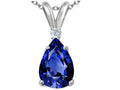 Tommaso Design Pear Shape 8x6mm Created Blue Sapphire Pendant Necklace