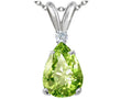 Tommaso Design Pear Shape 8x6mm Genuine Peridot Pendant Necklace