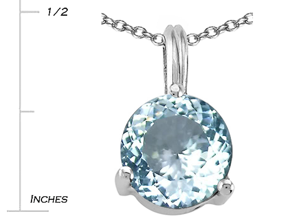 Tommaso Design Round 7mm Genuine Aquamarine Pendant Necklace