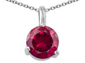 Tommaso Design Round 7mm Created Ruby Pendant Necklace