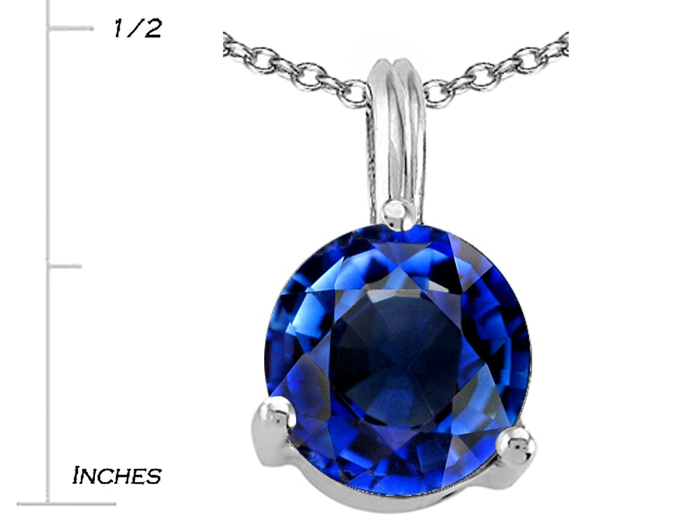 Tommaso Design Round 7mm Created Blue Sapphire Pendant Necklace