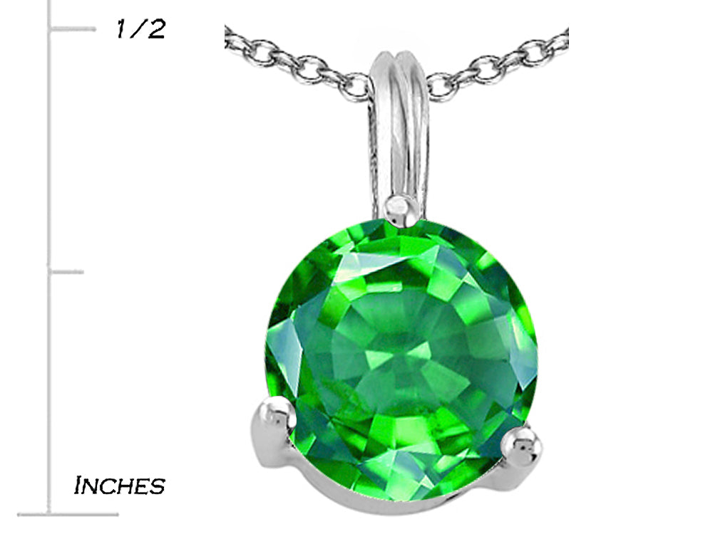 Tommaso Design Round 7mm Simulated Emerald Pendant Necklace