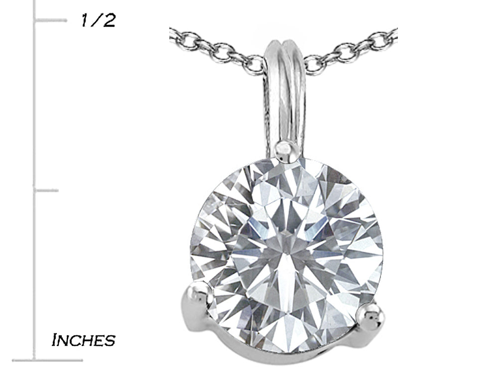 Tommaso Design Round 7mm Genuine White Topaz Pendant Necklace