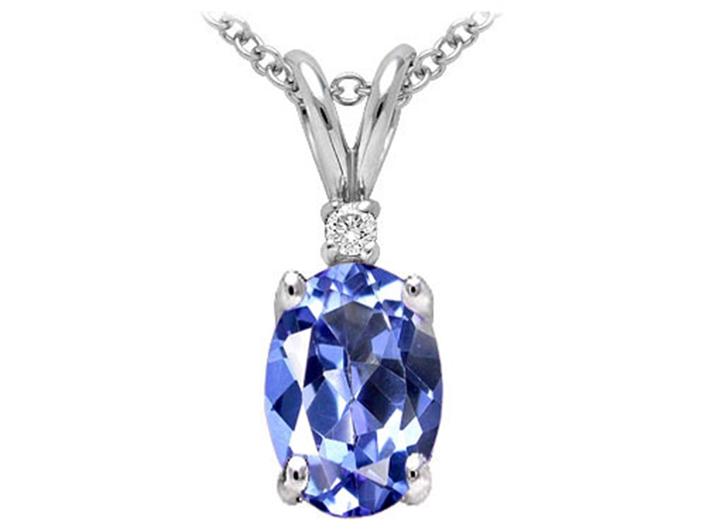 Tommaso Design 7x5mm Oval Genuine Tanzanite Pendant Necklace