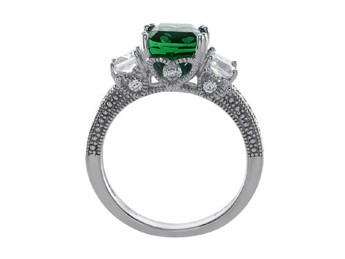Star K Ring with 7mm Cushion-Cut Simulated Emerald