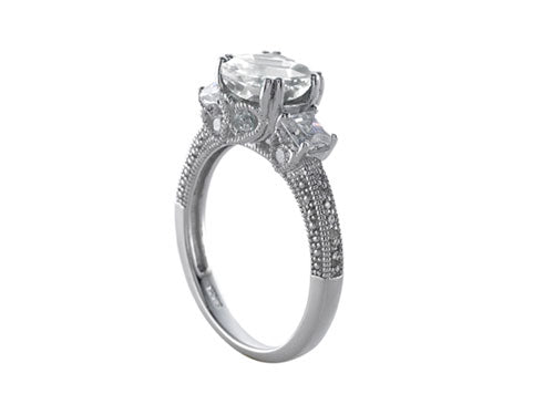 Star K Ring with 7mm Cushion-Cut Genuine White Topaz
