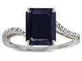 Tommaso Design Emerald Cut 10x8 Genuine Black Sapphire Engagement Ring