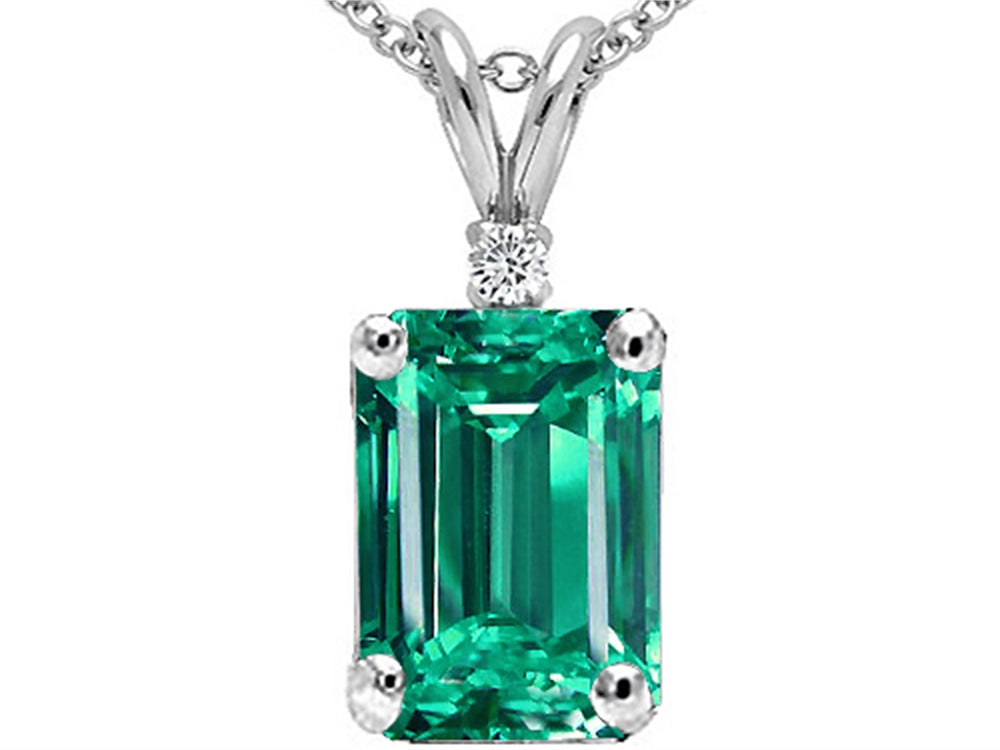 Tommaso Design Emerald Cut Simulated Emerald Pendant Necklace
