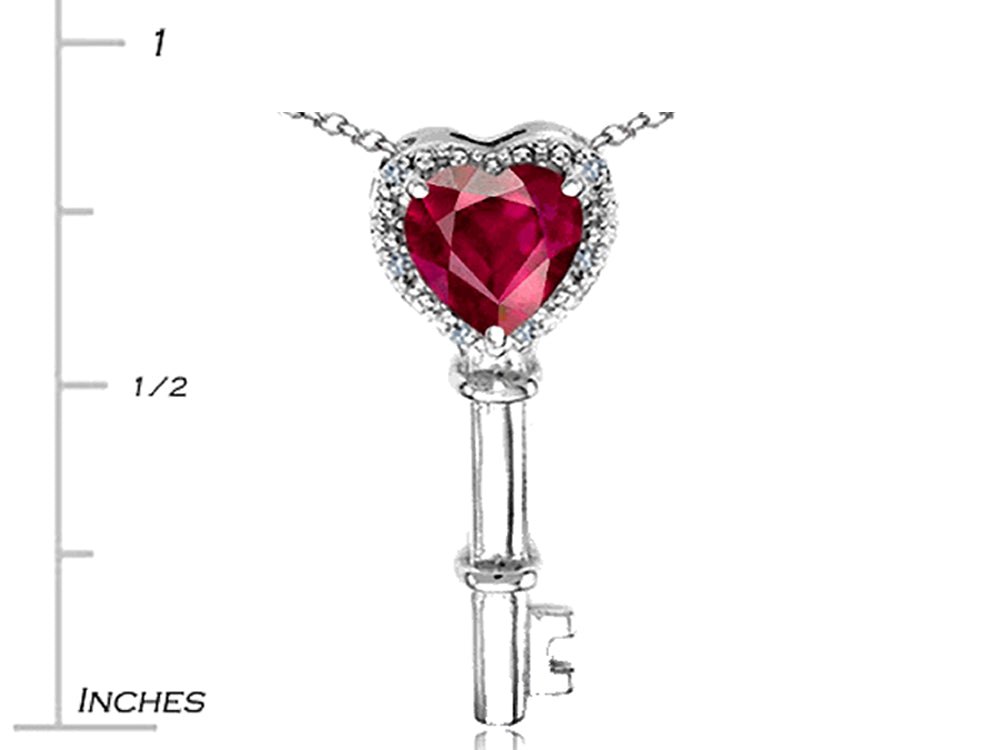 Tommaso Design Key to My Heart Pendant Necklace with Created Ruby