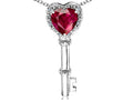 Tommaso Design Key to My Heart Pendant Necklace with Created Ruby