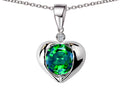 Star K Round 7mm Simulated Emerald Heart Pendant Necklace